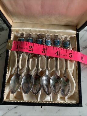 Set of 6 EPNS Spoons with Blue Crest with the name KELLY.